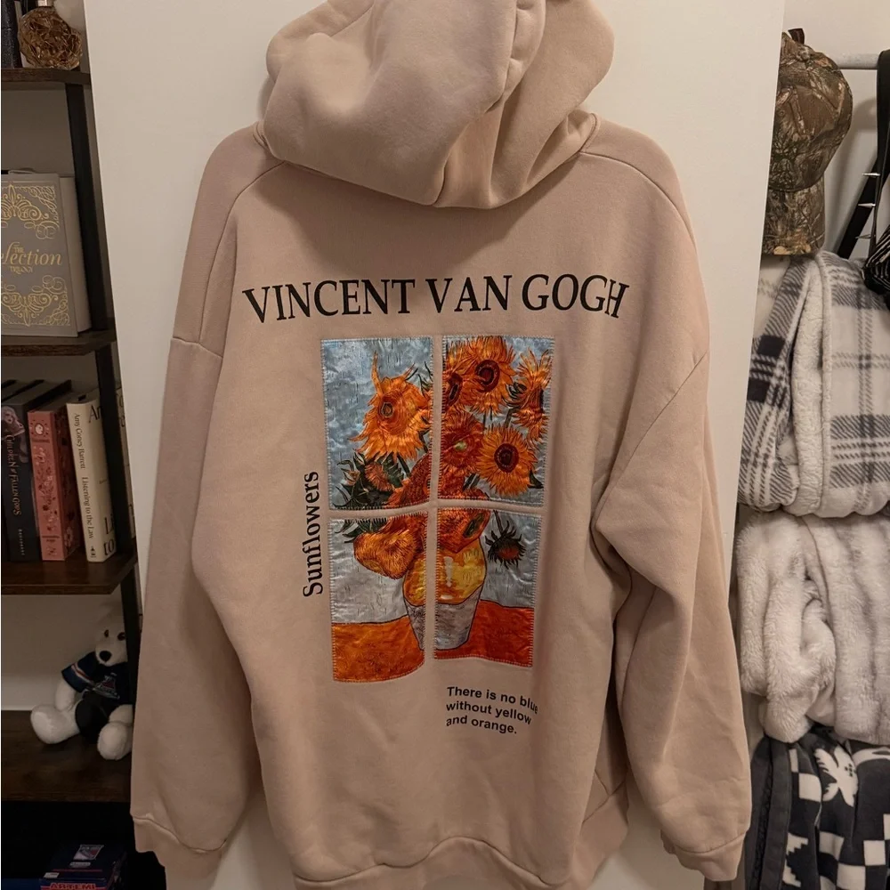 Sunflowers Beige Hoodie Sweatshirt - Picture 2 of 2